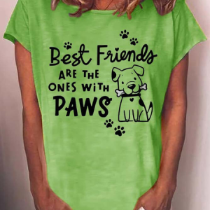 Funny dog ​​print round neck short sleeve T-shirt, T-shirts, Lilicloth.com