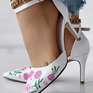 Floral Embroidery Ankle Strap Stiletto Heels Pumps, women Pumps, ChicMe catalog