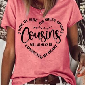 WomenвЂ™s Cousins Family Lettter Casual T-Shirt, T-shirts, Lilicloth.com