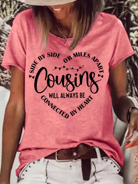 Women’s Cousins Family Lettter Casual T-Shirt, T-shirts, Lilicloth.com