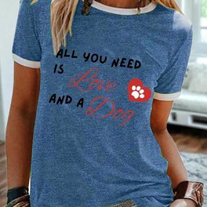 Lilicloth x Kat8lyst All You Need Is Love And A Dog Ringer Tee, T-shirts, Lilicloth.com