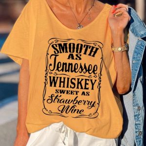 Smooth As Tennessee Whiskey Sweet As Strawberry Wine T-Shirt, T-shirts, Lilicloth.com