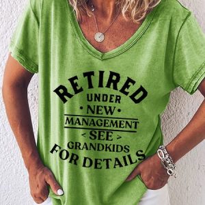 Retired Under New Management See Grandkids For Details Funny Words Shirts, T-shirts, Lilicloth.com