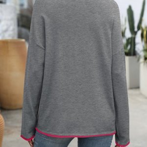 Women's Spring/Fall Plain Casual Long Sleeve Crew Neck Yarn/Wool Yarn Sweater, JustFashionNow Sweaters, color:Gray|size:XL,