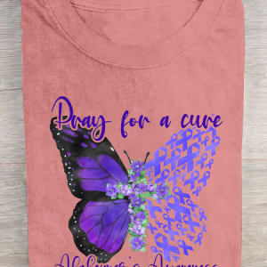 Pray For A Cure Alzheimer's Awareness Cotton T-Shirt, T-shirts, Lilicloth.com
