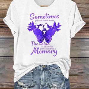 sometimes you will never know Alzheimer's Text Letters Simple Crew Neck T-Shirt, T-shirts, Lilicloth.com