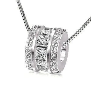 necklaces - Princess & Round Cut Sterling Silver Pendant Necklace, Italo jewelry - Online Catalog