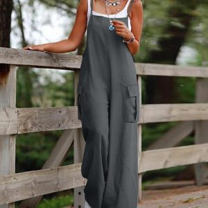 Spaghetti Strap Pocket Design Suspender Jumpsuit, women Jumpsuits, ChicMe catalog