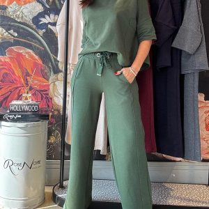 2PCS Turtleneck Half Sleeve Top & Pocket Design Pants Set, Two-piece Sets, ChicMe catalog