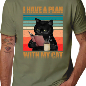I HAVE A PLAN WITH MY CAT CREW NECK T-SHIRT, T-shirts, Lilicloth.com