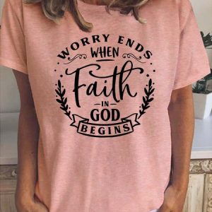 Faith Round Neck Short Sleeve T-shirt, T-shirts, Lilicloth.com