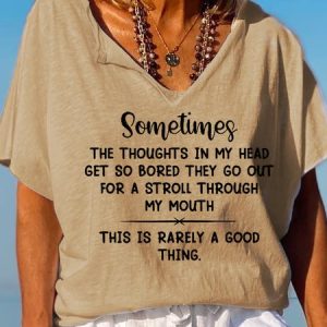 Funny The Thoughts In My Head Get So Bored Casual Short Sleeve T-Shirt, T-shirts, Lilicloth.com
