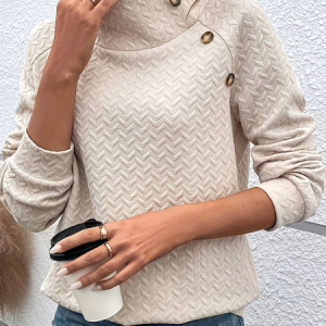 Women's V Neck Plain Casual Spring/Fall Jersey Long Sleeve Sweatshirt, JustFashionNow Sweatshirts & Hoodies, color:White|size:XXL,