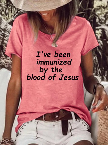 I've been immunized by the blood of Jesus Crew Neck Short Sleeve T-Shirt, T-shirts, Lilicloth.com