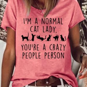 Womens I'm A Normal Cat Lady Casual T-Shirt, T-shirts, Lilicloth.com