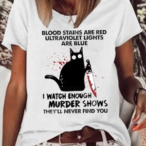 Womens Red Blue Sarcasm Letter Crew Neck Casual T-Shirt, T-shirts, Lilicloth.com