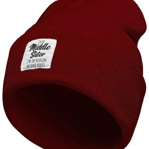 I'm The Middle Sister I'm The Reason Why We Have Rules Family Text Letter Beanie Hat, Hats, Lilicloth.com