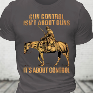 Cotton Its Not About Guns Text Letters Casual T-Shirt, T-shirts, Lilicloth.com