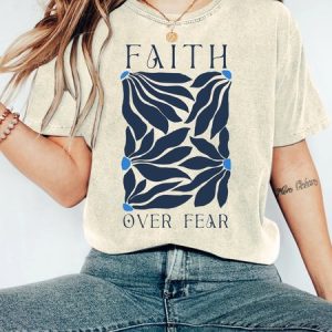 Faith Over Fear Christian Vintage Distressed Shirt, T-shirts, Lilicloth.com