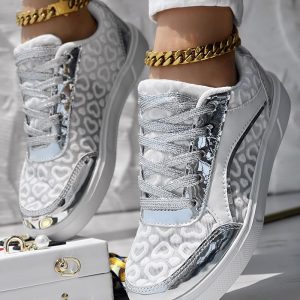 Heart Pattern Sheer Mesh Lace Up Casual Sneakers, Sneakers, ChicMe catalog
