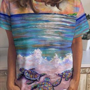 Women Baby Sea Turtles Simple Animal T-Shirt, T-shirts, Lilicloth.com