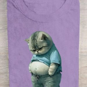 Cotton Cat Casual Crew Neck T-Shirt, T-shirts, Lilicloth.com