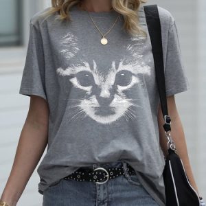Cat Face Graphic Tee, T-shirts, Lilicloth.com