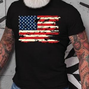 American Flag Print Casual Short Sleeve T-Shirt, T-shirts, Lilicloth.com