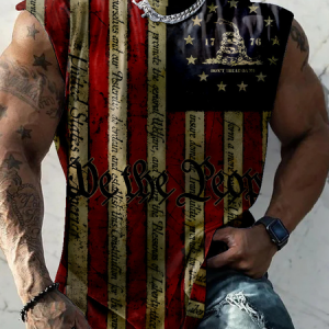 Flag Casual Crew Neck Tank Top, T-shirts, Lilicloth.com