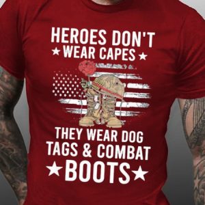 Top heroes Don’t Wear Capes, They Wear Dog Tags & combat boots,Us Flag Short Sleeve Casual T-Shirt, T-shirts, Lilicloth.com