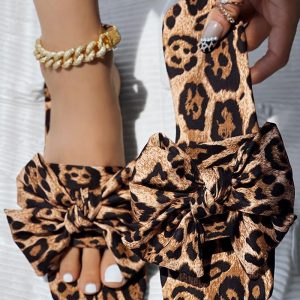 All Over Print Bowknot Design Square Toe Slippers, women Slippers, ChicMe catalog