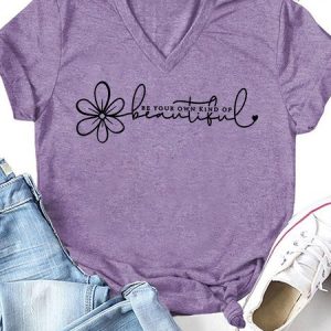 Women;s Be Your Own Kind Of Beautiful Flower Casual T-Shirt, T-shirts, Lilicloth.com
