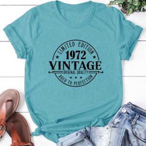 Aged To Perfection Vintage 1972 Short Sleeve T-shirt, T-shirts, Lilicloth.com