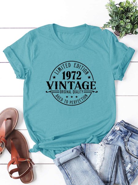 Aged To Perfection Vintage 1972 Short Sleeve T-shirt, T-shirts, Lilicloth.com