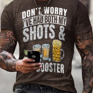 Men‘s 3d Print Graphic Prints Letter Shots Vintage Crew Neck Short Sleeve T-Shirt, T-shirts, Lilicloth.com