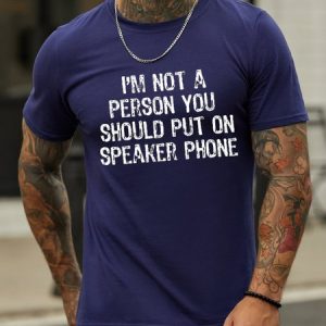 Funny text print round neck short-sleeved cotton T-shirt, T-shirts, Lilicloth.com
