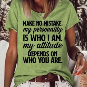Funny My Personality My Attitude Casual Letter Short Sleeve Tops, T-shirts, Lilicloth.com