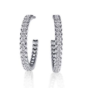 Earrings - Classic Round Cut White Hoop Earrings, Apparel & Accessories, Italo jewelry - Online Catalog