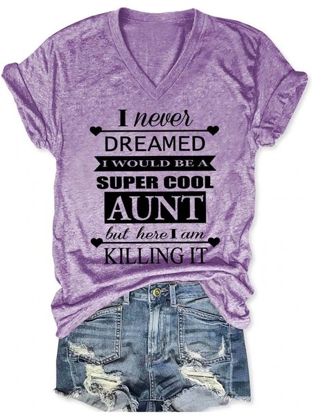 Super Cool Aunt Casual V Neck T-shirt, T-shirts, Lilicloth.com