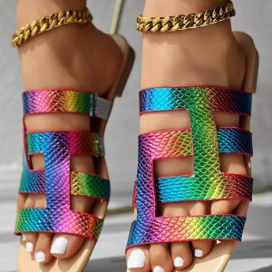 Textured Hollow Out Square Toe Braided Slippers, Slippers, ChicMe catalog