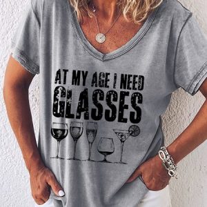 Womens At My Age I Need Glasses Casual T-Shirt, T-shirts, Lilicloth.com