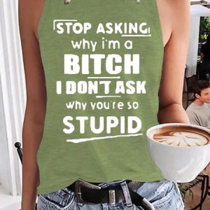 Funny Stop Asking Casual Knit Tank, Tank Tops, Lilicloth.com