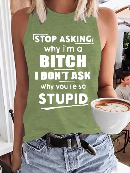 Funny Stop Asking Casual Knit Tank, Tank Tops, Lilicloth.com