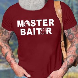 MenвЂ™s Master BAiter Regular Fit Text Letters Casual T-Shirt, T-shirts, Lilicloth.com