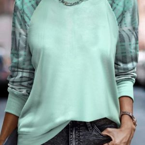 Women's Crew Neck Plaid Split Joint Vintage Spring/Fall Long Sleeve Sweatshirt, JustFashionNow Sweatshirts & Hoodies, color:Lightgreen|size:XXL,