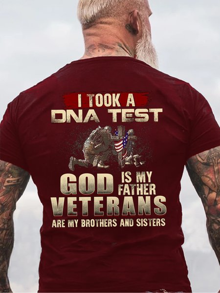 I Took A DNA Test God Is My Father Veterans Are My Brothers and SistersCotton Short Sleeve Short Sleeve T-Shirt, T-shirts, Lilicloth.com
