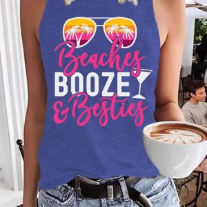 Girls Trip Booze Besties Beach Knit Tank, Tank Tops, Lilicloth.com
