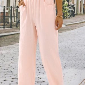 Summer Pockets Shift Casual Capri Pants, JustFashionNow Pants, color:Army Green|size:XXL,