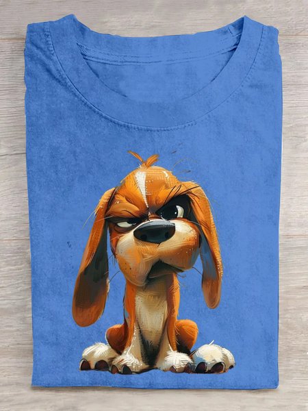Jersey Dog Crew Neck Casual T-Shirt, T-shirts, Lilicloth.com
