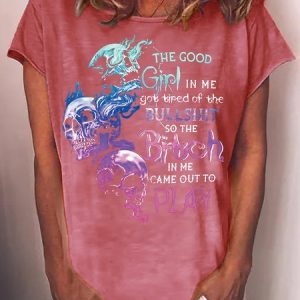 Womens Hallowen Funny Letter Casual T-Shirt, T-shirts, Lilicloth.com